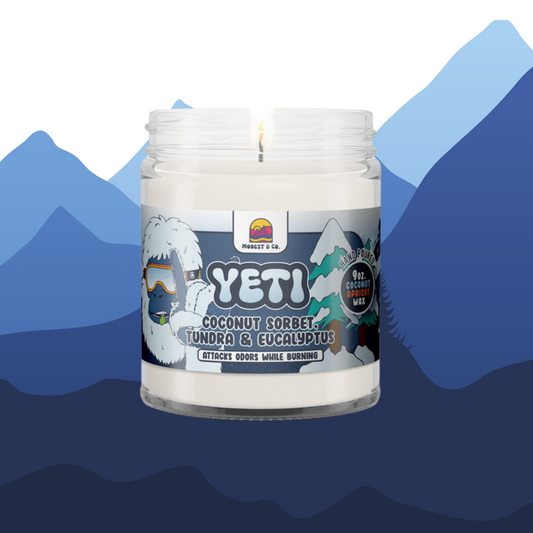 We've paid tribute to this renowned, Icy crpyid with the Yeti Odor Neutralizing Candle from Modest&Co! Using scents like coconut cream, tundra & eucalyptus, this coconut apricot wax candle is so effective - it's scary...