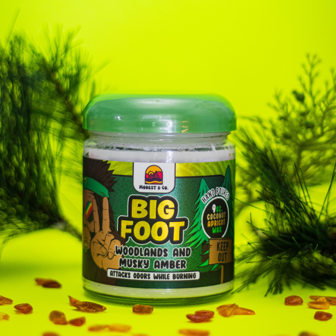 Check out our Big Foot Odor Fighting Candle is our most popular, musky scent! This beautiful candle kills odor while burning. This odor fighting candle uses special ingredients & has a strong cold & hot throw! We offer wholesale too!